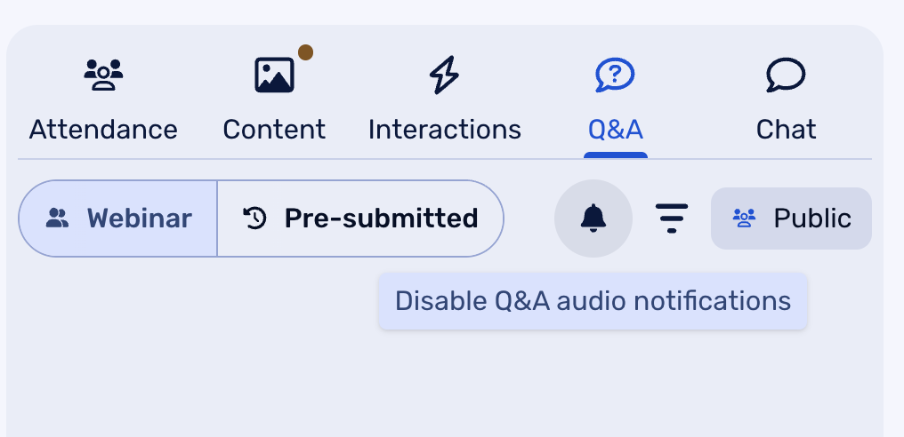Audio notifications for in-webinar activity