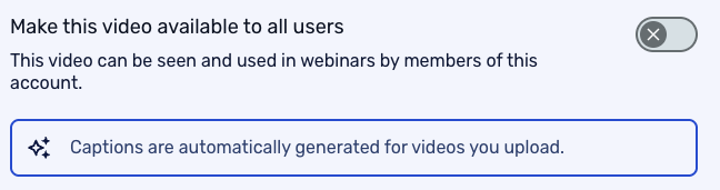 Generated captions for uploaded videos
