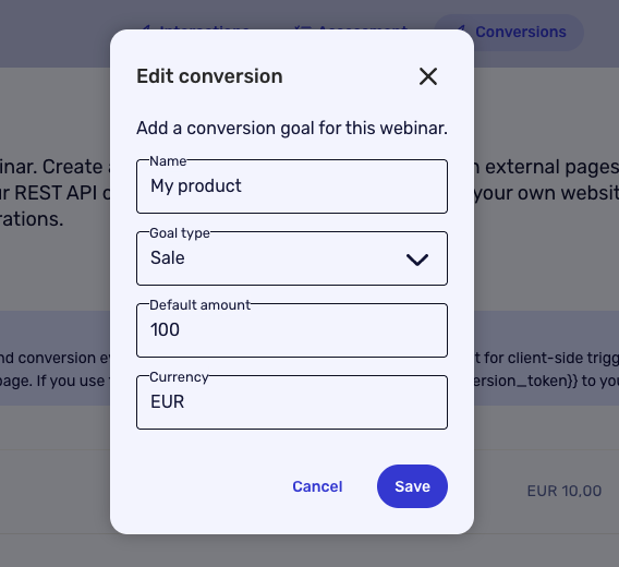 Track external conversions