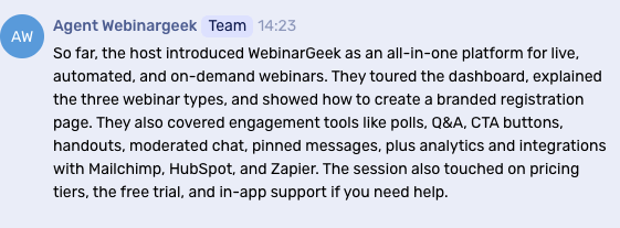 Catch up late joiners with AI Assistant