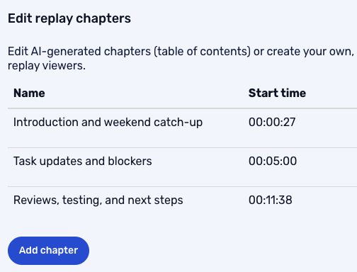 Create and edit chapters for webinar replays