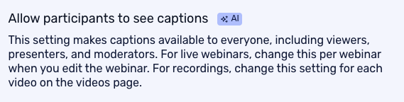 Add live captions to RTMP webinars